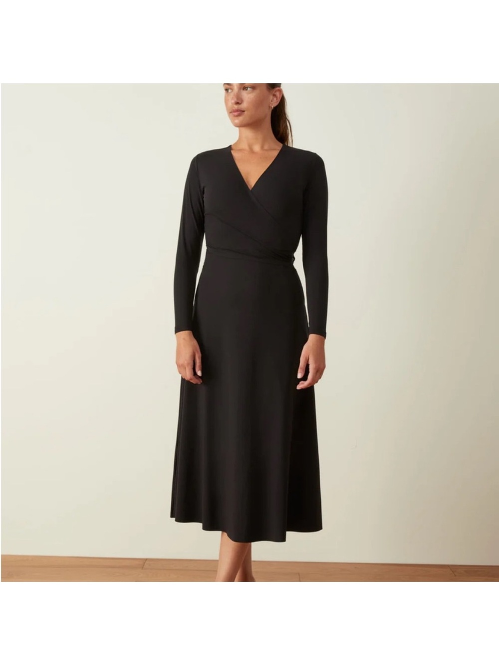 Aday Destination Wrap Dress Black XL Long Sleeve V-Neck
